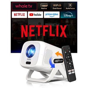 Xgody Compatible with Netflix & Auto Focus Smart Mini Projector with WiFi and Bl